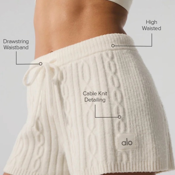 ALO Yoga Cream Cable Knit Lounge Shorts